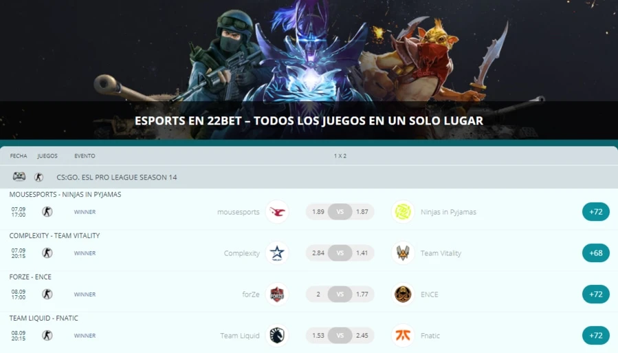 22Bet Esports y Deportes Virtuales