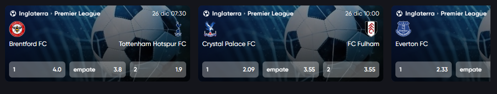 Apuesta al fútbol inglés en Richy