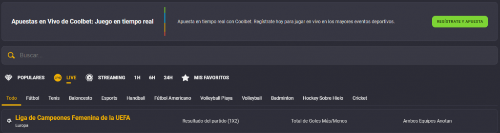 apuestas en vivo coolbet