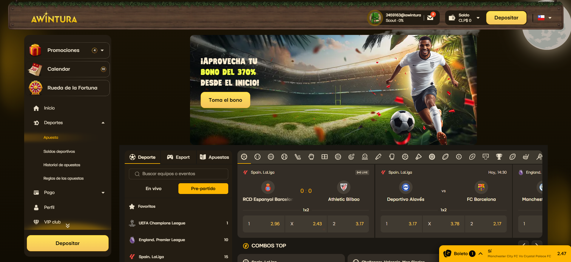 Casa de apuestas online de Awintura
